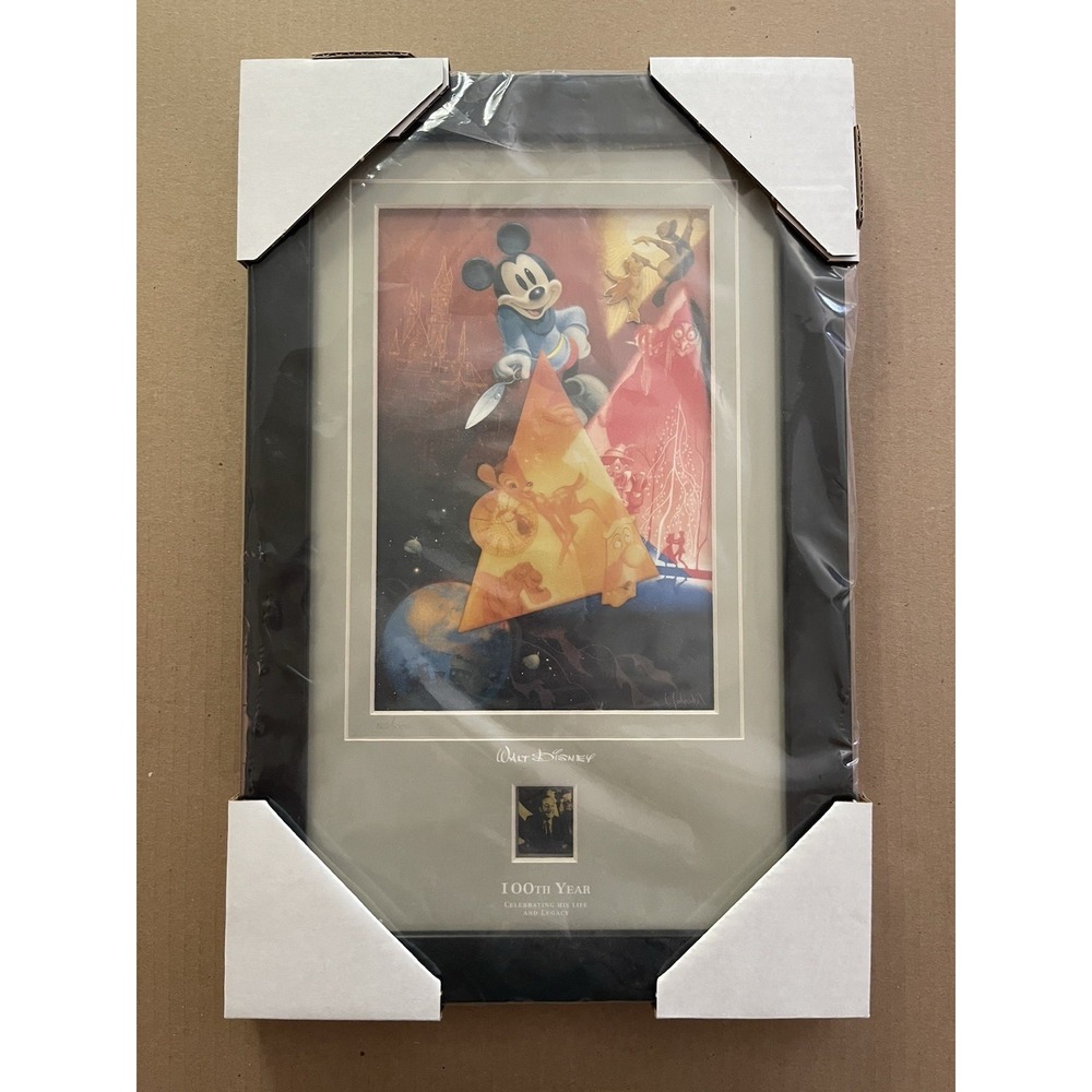Walt Disney's 100th Year Framed Pin Set #1555/5000 - Certificate of Authenticity